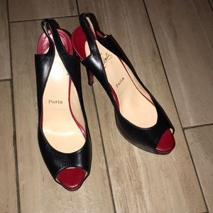 Black Leather Christian Louboutin Heels 🖤👠